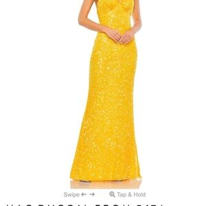 New Never Worn Mac Duggal Marigold Yellow Sequin Gown size 10